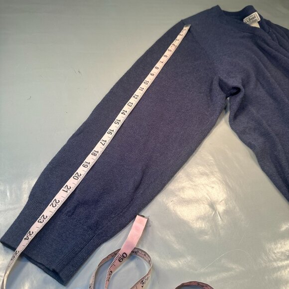 LL Bean Cotton V Neck Sweater Men Cashmere Pullover Shirt Long Sleeve Large - Picture 9 of 14